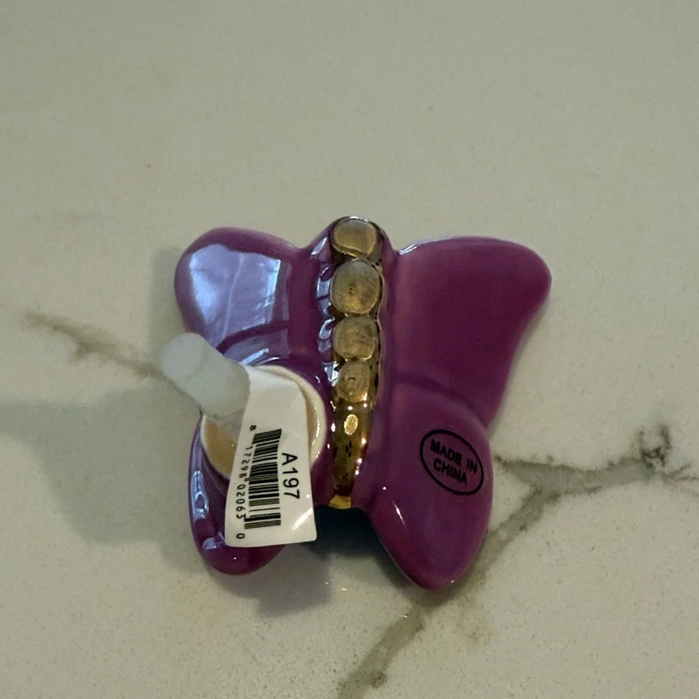 Nora Fleming Purple Butterfly Mini with Gold Accents - Picture 2 of 3